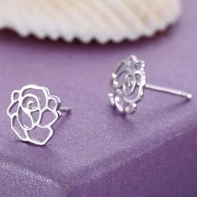 【米蘭精品】現貨+預購 耳環耳針式流行銀飾品精選優雅玫瑰花七夕情人節生日聖誕節交換禮物73ac5