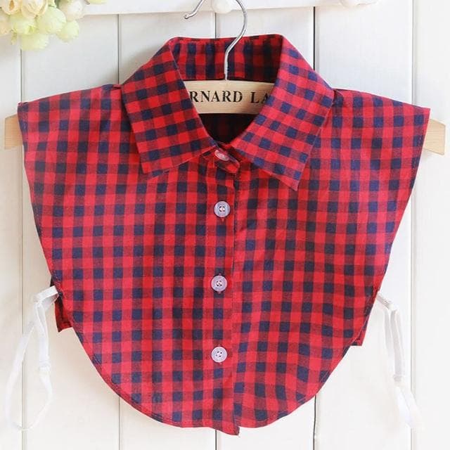 【米蘭精品】現貨+預購 假領子襯衫領片紅色格紋純棉尖領女裝配件情人節生日聖誕節交換禮物73vk36