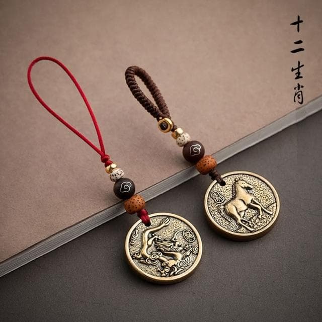 【米蘭精品】現貨+預購 手機掛飾鑰匙扣復古黃銅牌十二生肖包包配飾母親節情人節生日聖誕節交換禮物12款73xd24
