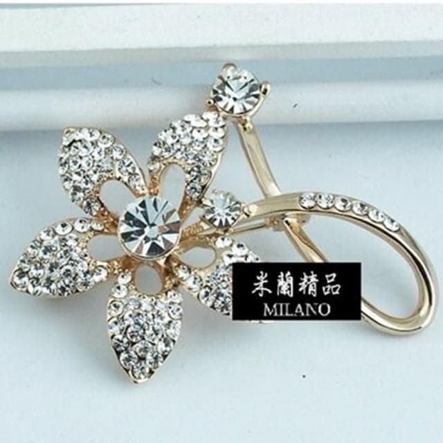 【米蘭精品】現貨+預購 胸針鍍18K金鑲鑽胸章可愛水晶五瓣花花朵生日情人節聖誕節交換禮物女飾品73gv42