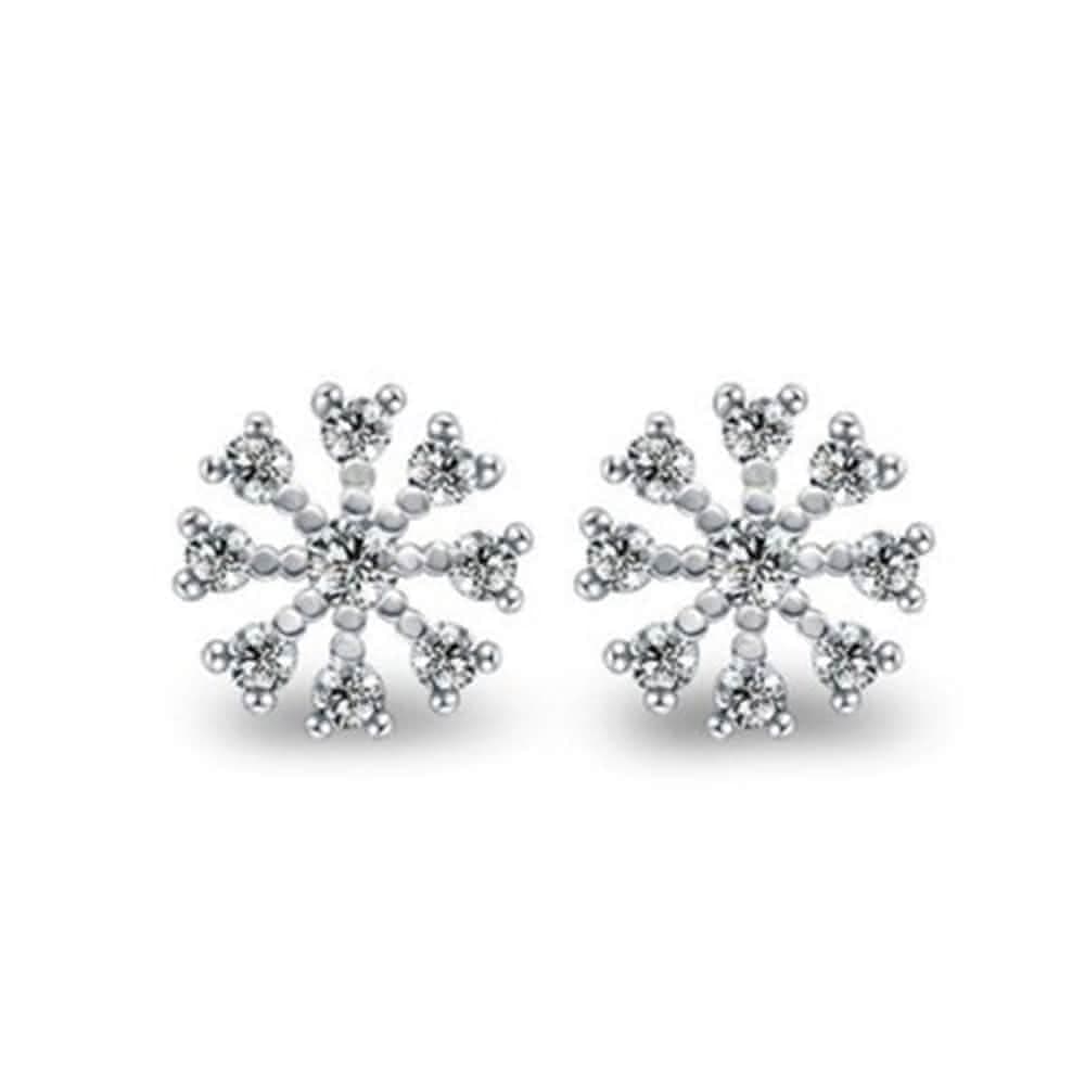 【米蘭精品】現貨+預購 925純銀耳環鑲鑽耳飾簡潔亮眼雪花設計情人節生日聖誕節交換禮物女飾品73dm37
