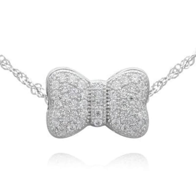 【米蘭精品】現貨+預購 925純銀項鍊鑲鑽吊墜可愛蝴蝶結設計精美生日情人節禮物女飾品73df21