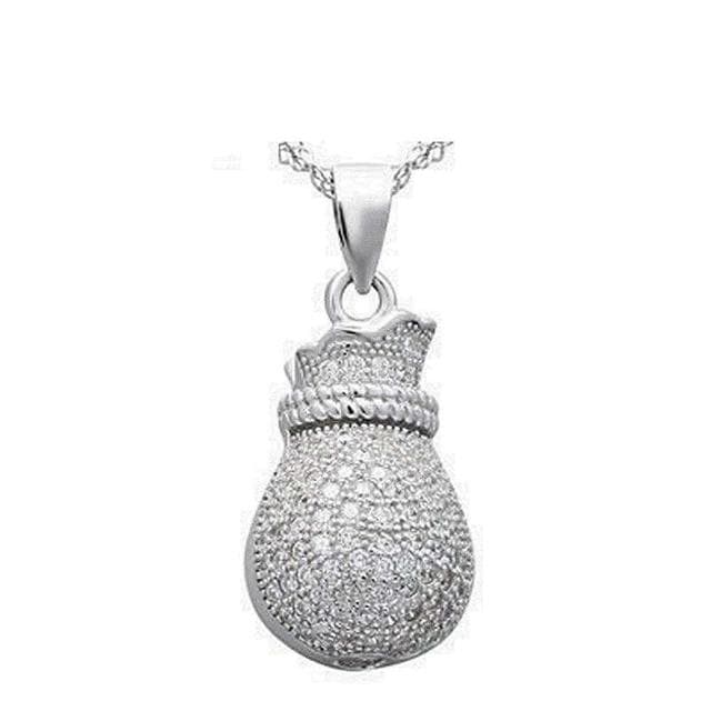 【米蘭精品】現貨+預購 925純銀項鍊鑲鑽吊墜個性錢袋風格獨特情人節生日聖誕節交換禮物女飾品73df79
