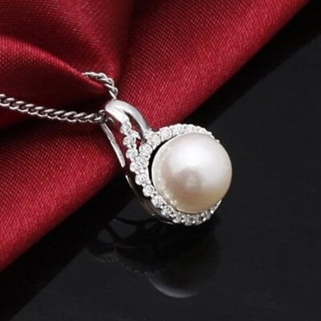 【米蘭精品】現貨+預購 925純銀項鍊珍珠吊墜精美優雅鑲鑽時尚情人節生日聖誕節交換禮物女飾品73dh25