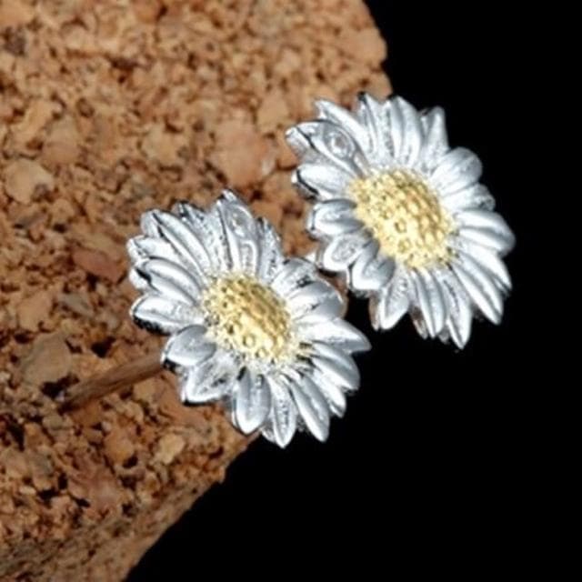 【米蘭精品】現貨+預購 925純銀耳環鑲鑽耳飾可愛向日葵造型生日情人節禮物女飾品73dy31