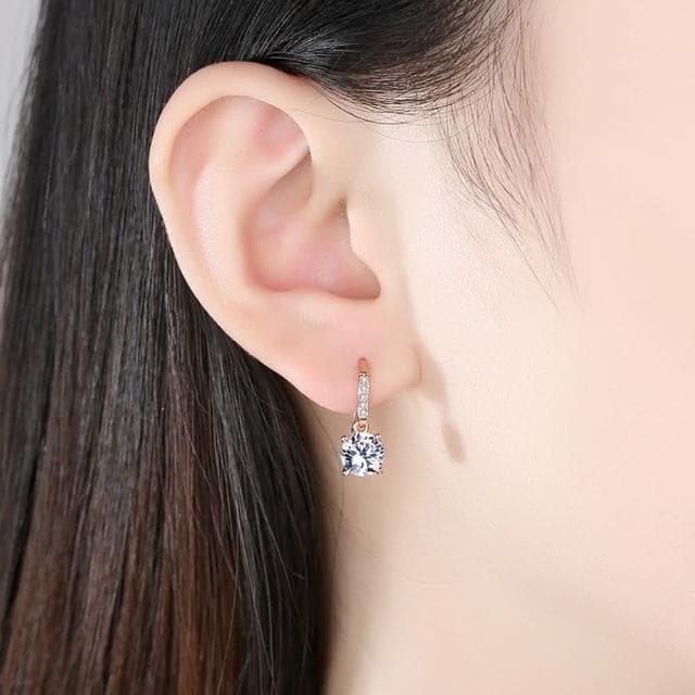 【米蘭精品】現貨+預購 莫桑鑽耳環玫瑰金純銀耳扣2克拉四爪微鑲聖誕節情人節生日禮物女飾品73yk70