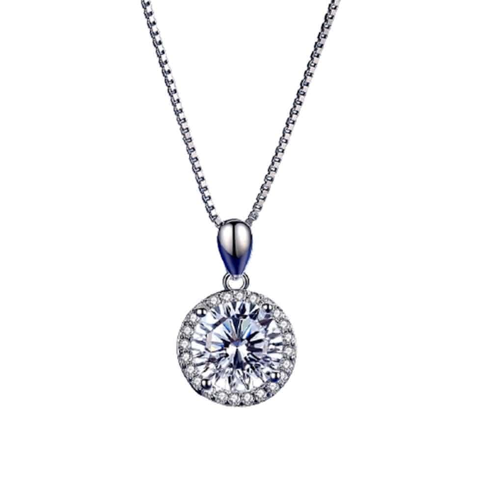 【米蘭精品】現貨+預購 莫桑鑽項鍊925純銀吊墜3克拉圓形滿鑽時尚聖誕節情人節生日禮物女飾品73yk102