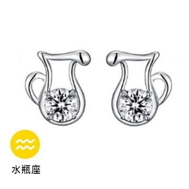 【米蘭精品】現貨+預購 925純銀耳環鑲鑽耳飾氣質百搭十二星座造型情人節生日聖誕節交換禮物女飾品73dz21