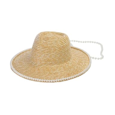 【米蘭精品】現貨+預購 草帽防曬爵士帽珍珠鍊鑲邊遮陽戶外女帽子母親節情人節生日聖誕節交換禮物2款74bw2