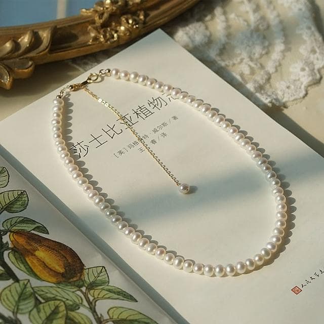 【米蘭精品】現貨+預購 珍珠項鍊鎖骨鍊天然珍珠串珠鍍14K金母親節情人節生日聖誕節交換禮物女飾品74ao38