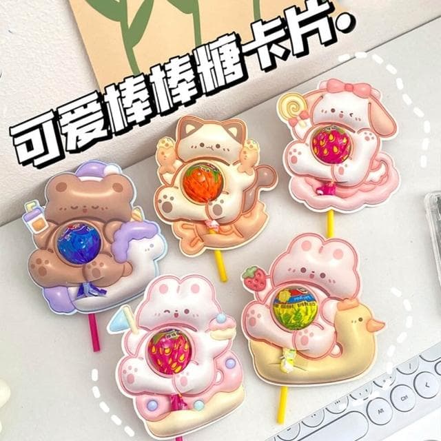 6入 糖果裝飾卡 棒棒糖卡片 禮物裝飾卡 聖誕節 生日派對 DIY糖果裝飾紙卡 幼稚園生日小禮物 婚