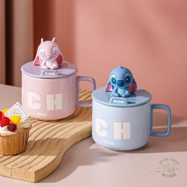 【Disney 迪士尼】史迪奇  現貨 禮物 禮盒裝 情侶杯 🏰 迪士尼 正品 Disney 史迪奇 公仔 陶瓷水杯 馬克杯 帶蓋 杯蓋手機架 交換禮物