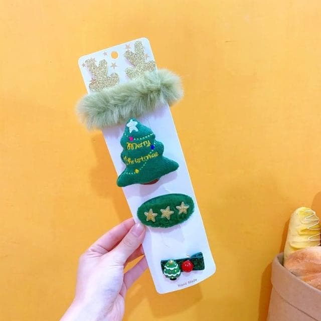 台灣出貨 聖誕髮夾 聖誕節髮夾四件組  胸針 聖誕節兒童禮物 髮圈 聖誕交換禮物 可愛配件 聖誕節禮品 HT98