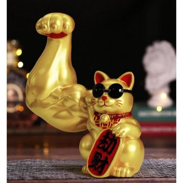 台灣現貨 招財貓 招財小物 禮物交換禮物 招財進寶 巨手招財貓 開幕送禮 開店賀禮 開店禮物 肌肉招財貓 HW26