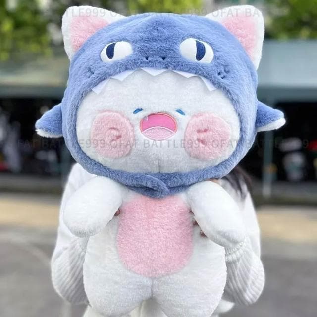 超可愛 鯊魚貓抱枕 貓咪娃娃 鯊魚娃娃 藍色鯊魚抱枕 午睡枕 生日禮物 情人節禮物 交換禮物  HL127