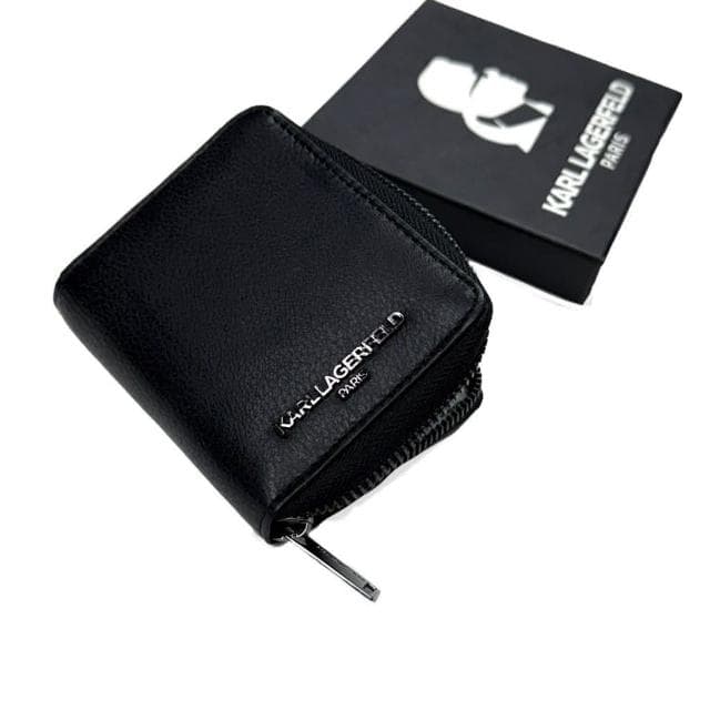 【KARL LAGERFELD 卡爾】卡爾 拉鍊皮夾 Karl 附盒 真皮皮夾 羊皮 零錢袋 短夾 錢包 生日禮物 送禮  #1012