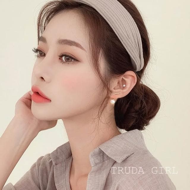 《杜達女孩》兩種戴法 超精緻氣質簡約仿鑽石一字仿珍珠耳環 小巧 耳環 耳釘 耳飾 排鑽耳環 仿珍珠耳環 仿鑽耳環 韓國
