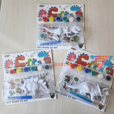 『DIY手繪恐龍模型』彩繪塗鴉恐龍玩具 塗色卡 貼紙 手繪塗鴉 霸王龍 劍龍 三角龍 生日禮物 手作禮物