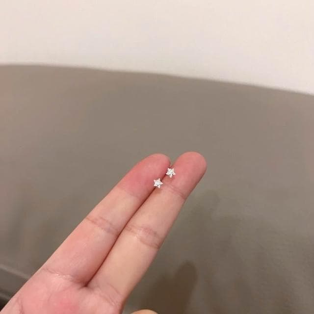 Miss Si 現貨速發 S925銀針超閃愛心五角星鑽石 迷你鋯石耳釘精緻套裝組合簡約養耳洞耳飾百搭款