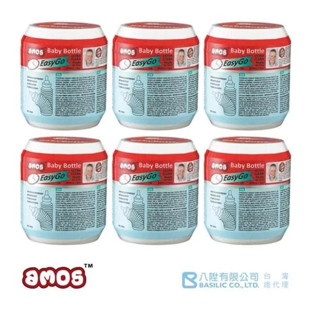 AMOS拋棄式奶瓶-6入(250ml/拋棄式/奶瓶/內附三合一奶嘴)