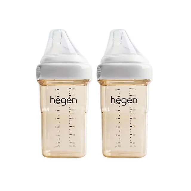 【hegen】金色奇蹟PPSU多功能方圓型寬口奶瓶240ml(雙瓶組/象牙白)