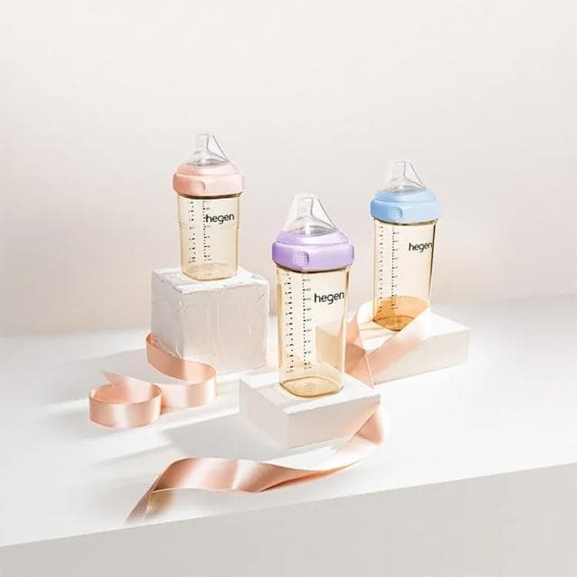 【hegen】金色奇蹟PPSU多功能方圓型寬口奶瓶240ml(雙瓶組/嫣粉/漾紫/沁藍)
