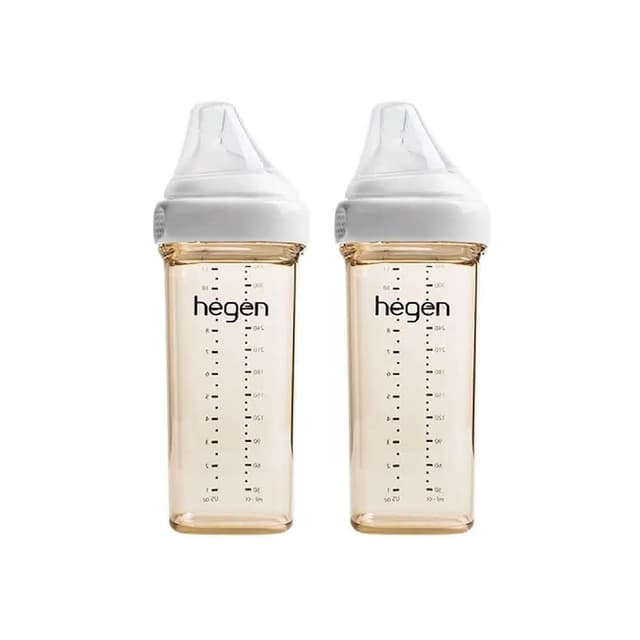 【hegen】金色奇蹟PPSU多功能方圓型寬口奶瓶330ml(雙瓶組/象牙白)