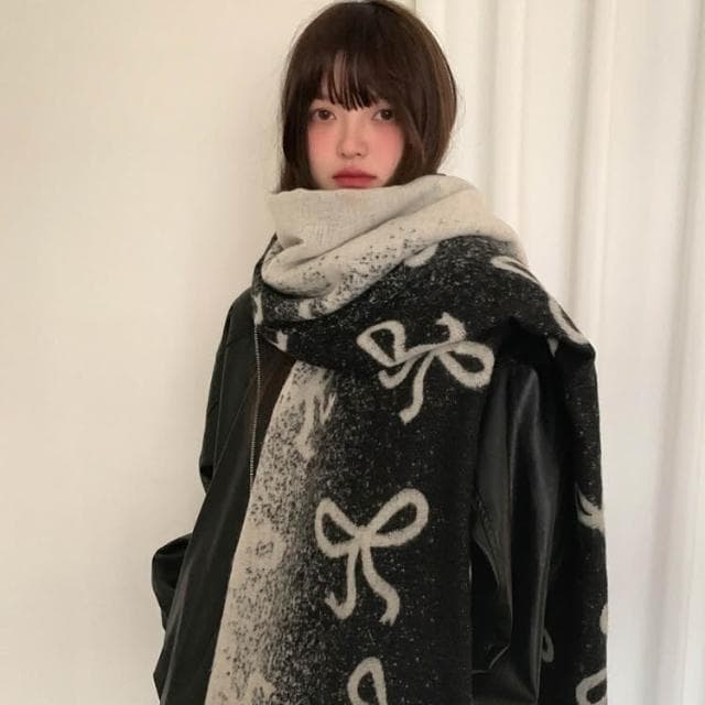 太妮絲Z178 現貨 蝴蝶結 流蘇圍巾 冬季 大披肩 高級感 雙面 仿羊絨 加長加厚 保暖 圍脖 大圍巾