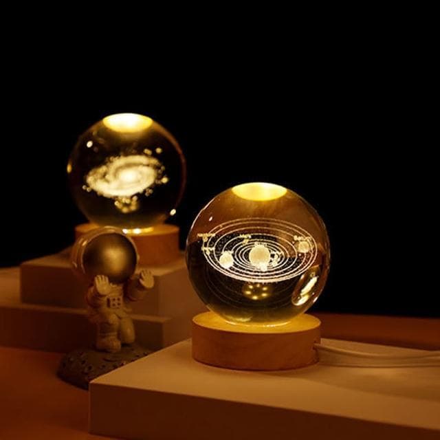 【JOEKI】水晶球造型小夜燈附發光底座 造型小夜燈 水晶球 生日 女友 情人節 公司禮物 星球小夜燈