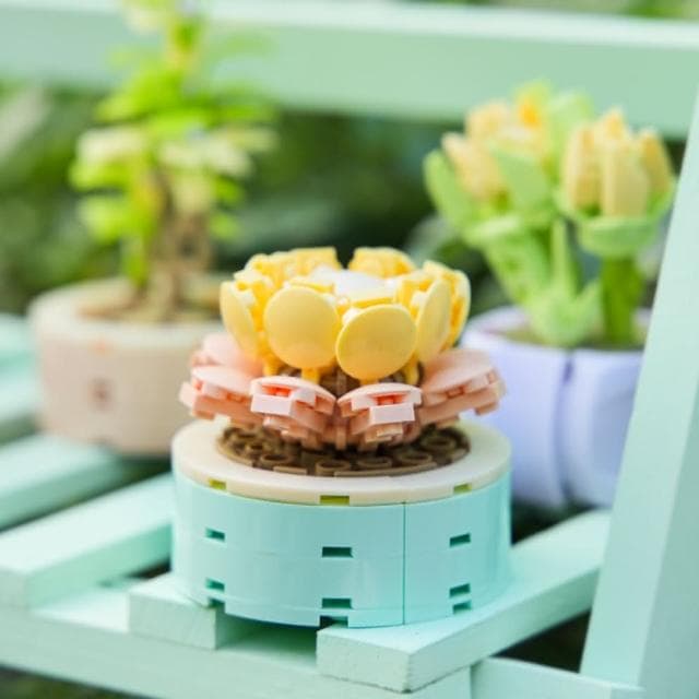 多肉盆栽積木組 積木花 積木盆栽 多肉植物盆栽 交換禮物