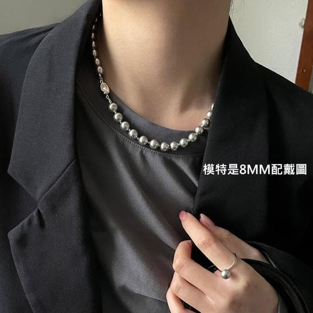【Paiya 派亞】真多麻銀灰色珍珠項鍊輕奢小眾s925純銀元寶扣珍珠鎖骨鏈交換禮物/過年送禮