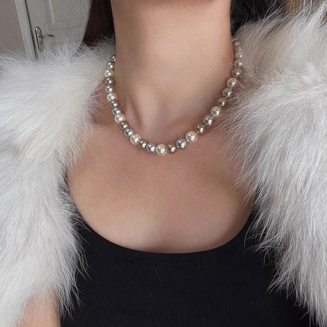 【Paiya 派亞】輕美拉德風 高品質進口工藝施家珍珠混咖色珍珠項鍊女小眾交換禮物/過年送禮