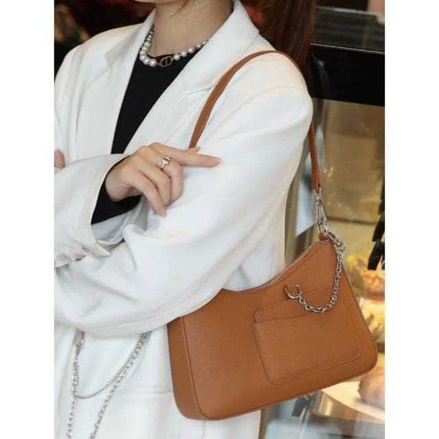 【達賀尊爵】頭層牛皮休閑女包包單肩斜挎包時尚簡約女士手袋多口袋貝殼包實用7色擇一