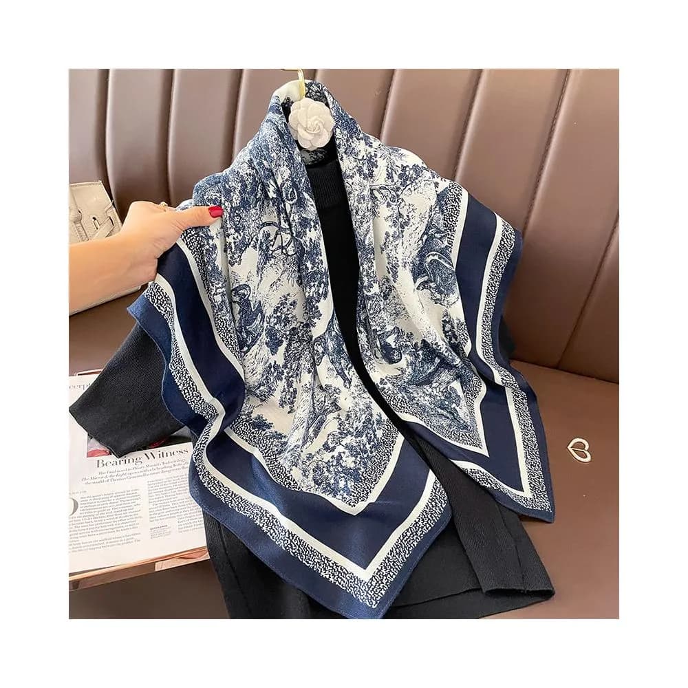 【達賀尊爵】韓版複古印花圍巾圍脖時尚百搭90方巾仿綿羊毛手感領巾領帶絲巾女絲巾圍巾小方巾