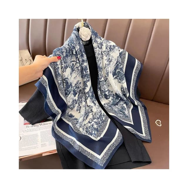 【達賀尊爵】韓版複古印花圍巾圍脖時尚百搭90方巾仿綿羊毛手感領巾領帶絲巾女絲巾圍巾小方巾