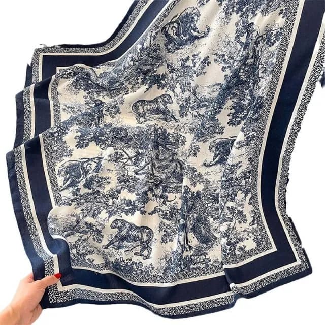 【達賀尊爵】韓版複古印花圍巾圍脖時尚百搭90方巾仿綿羊毛手感領巾領帶絲巾女絲巾圍巾小方巾