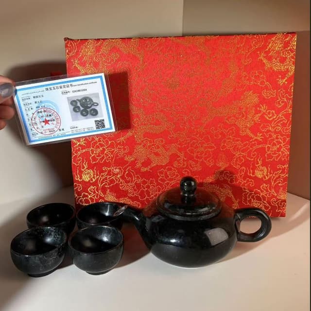 【Paiya 派亞】出貨時間10天藥王石茶具茶壺杯子套裝墨玉茶壺茶杯蛇紋石黑玉器磁性茶具有禮盒有證書