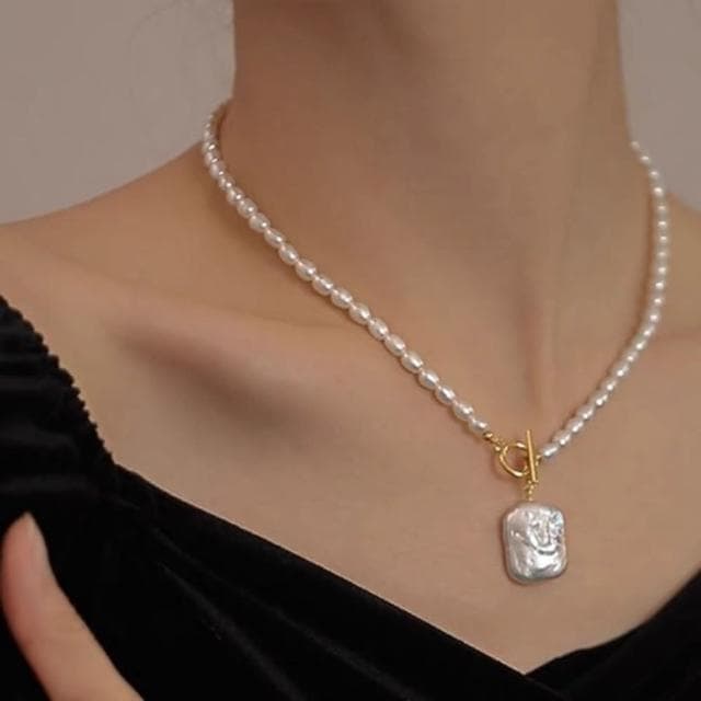 【Paiya 派亞】淡水珍珠巴洛克吊墜OT扣項鏈女輕奢小衆吊墜可拆新潮簡約百搭交換禮物/過年送禮