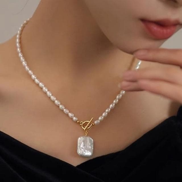 【Paiya 派亞】淡水珍珠巴洛克吊墜OT扣項鏈女輕奢小衆吊墜可拆新潮簡約百搭交換禮物/過年送禮