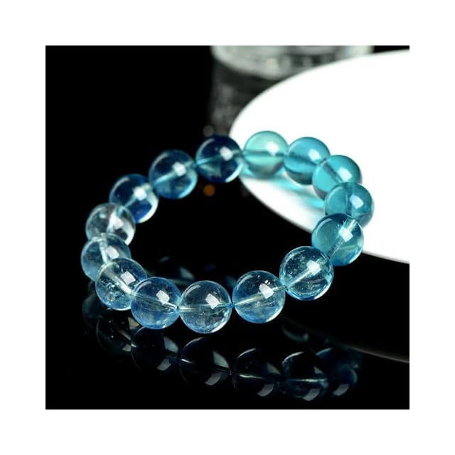 【Paiya 派亞】7A級巴西老礦魔鬼綠海藍寶圓珠手鏈 漸變魔鬼綠寶手串