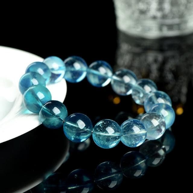 【Paiya 派亞】7A級巴西老礦魔鬼綠海藍寶圓珠手鏈 漸變魔鬼綠寶手串