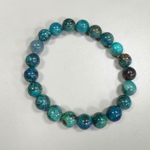 【Paiya 派亞】天然深色地球景色綠鳳凰松手鏈鳳凰松石優雅男女款圓珠手飾