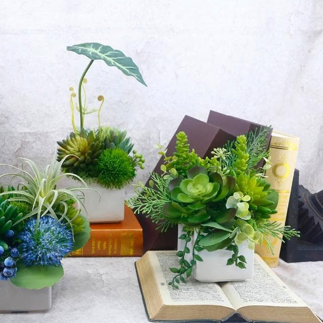 【HUGO DECO 榆果傢飾】小寶石蓮多肉香氛植栽(擬真植物/人造盆栽/綠化/佈置/禮物)