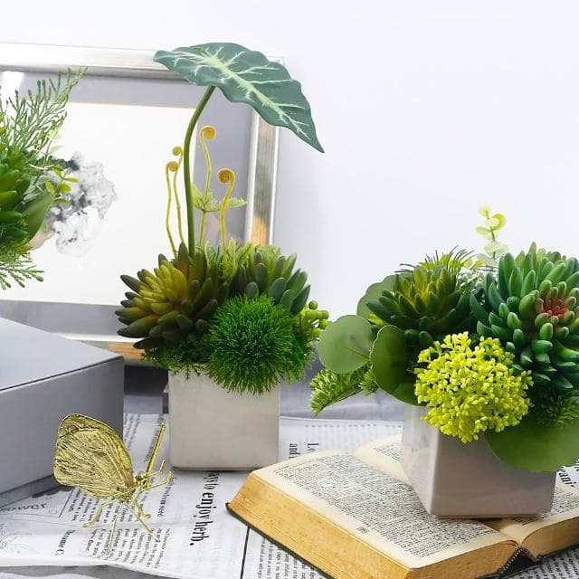 【HUGO DECO 榆果傢飾】觀音蓮葉佛手蓮香氛植栽(擬真植物/人造盆栽/綠化/佈置/禮物)