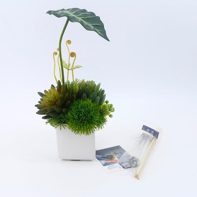 【HUGO DECO 榆果傢飾】觀音蓮葉佛手蓮香氛植栽(擬真植物/人造盆栽/綠化/佈置/禮物)