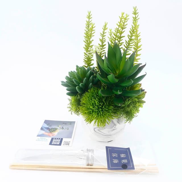 【HUGO DECO 榆果傢飾】蘆薈多肉組合香氛植栽(擬真植物/人造盆栽/綠化/佈置/禮物)