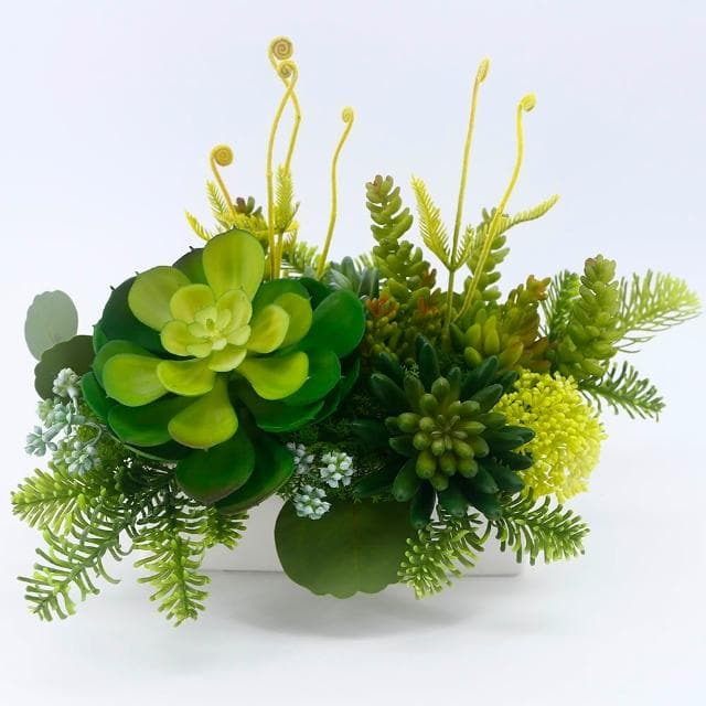 【HUGO DECO 榆果傢飾】寶石蓮多肉組合長盆植栽(擬真植物/人造盆栽/綠化/佈置/禮物)