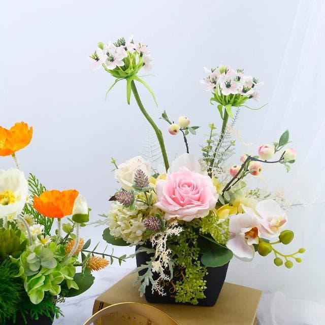 【HUGO DECO 榆果傢飾】粉玫瑰甜美風紙袋香氛花禮(擬真植物/人造盆栽/綠化/佈置/禮物)