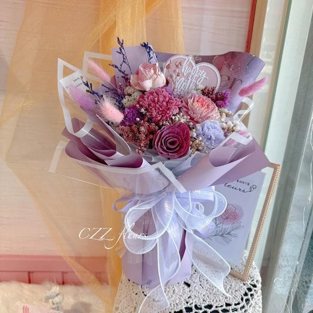 永生康乃馨擴香花束-優雅奢華款-大 (母親節花束/長輩送禮/媽媽最愛/母親節花禮)