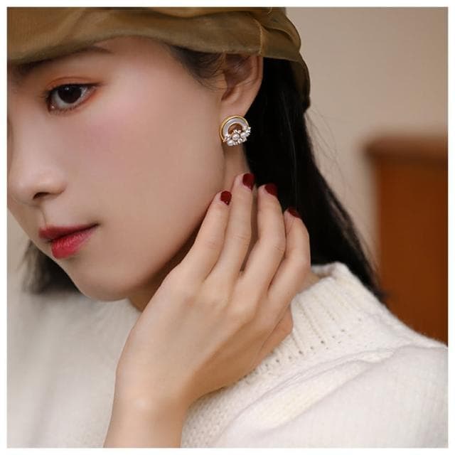 【HaNA 梨花】韓國東大門現貨採購．輕奢S925銀倫敦藍托帕石鍍18K金耳環 現+預